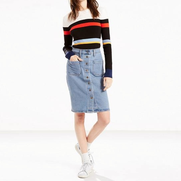 Levi's Dresses & Skirts - ( sold) Levis Light Wash Button Down Skirt